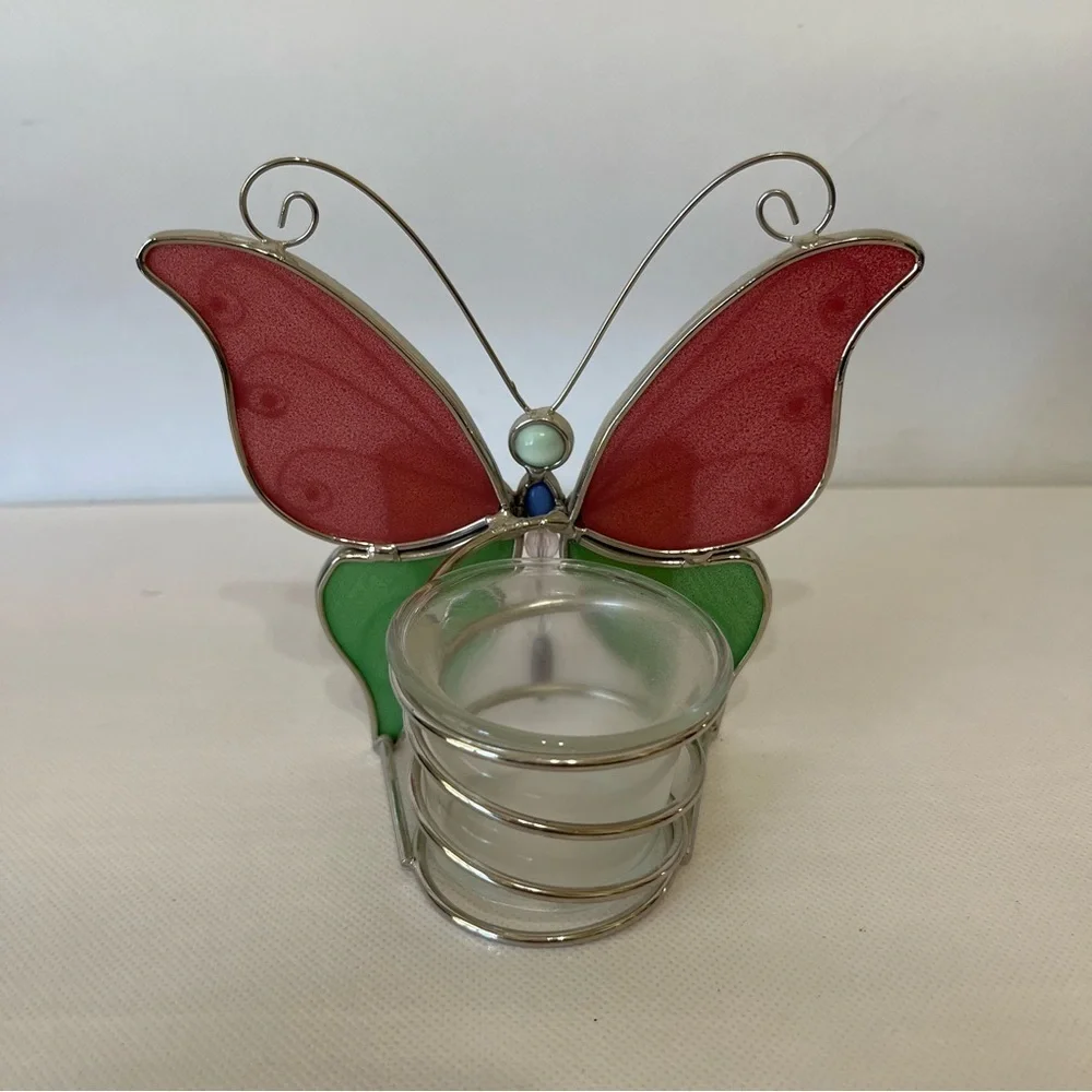 Stained Glass Butterfly Votive Candle Holder